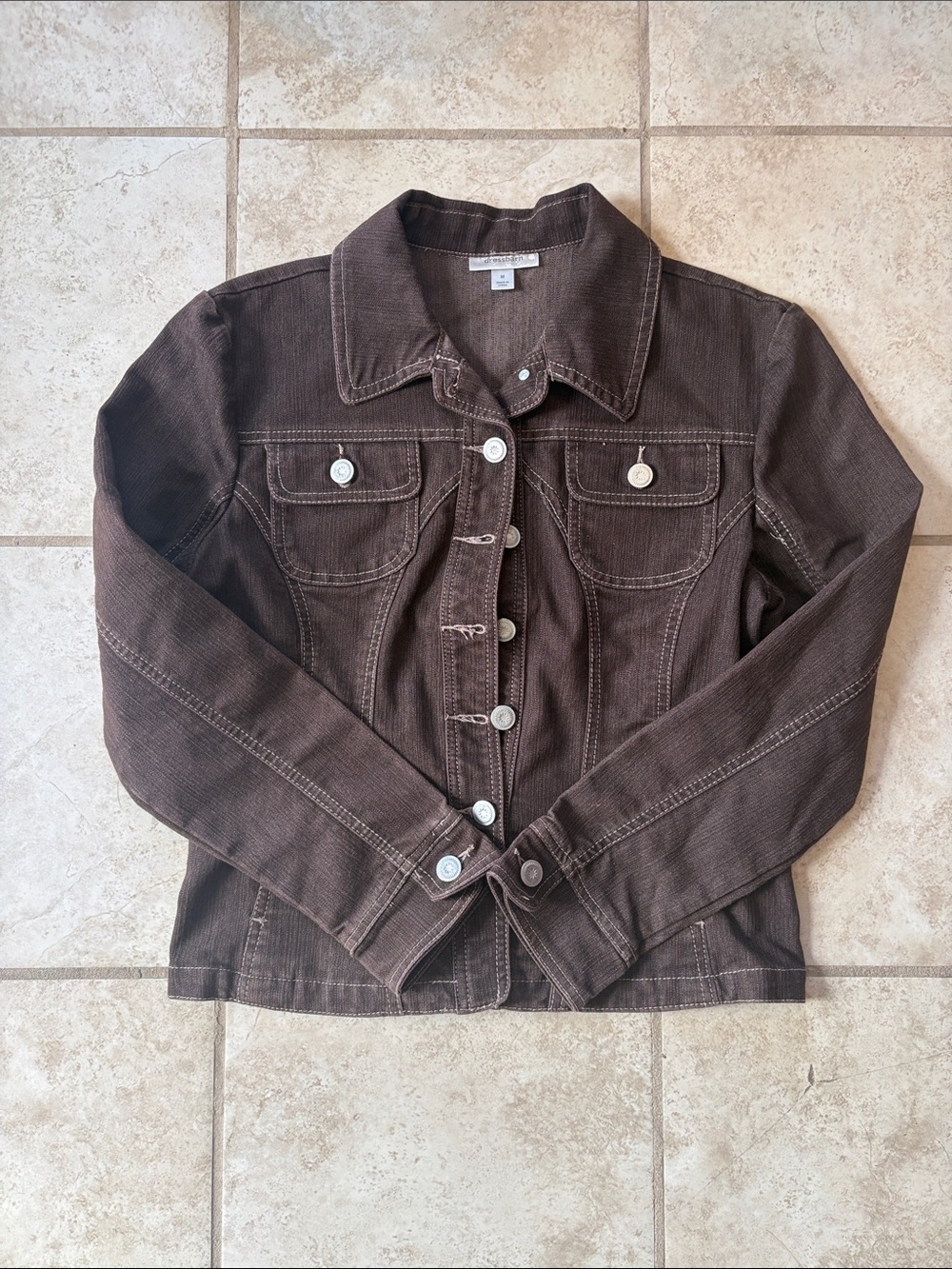 Dressbarn chocolate Brown Button-Front Jean Jacket